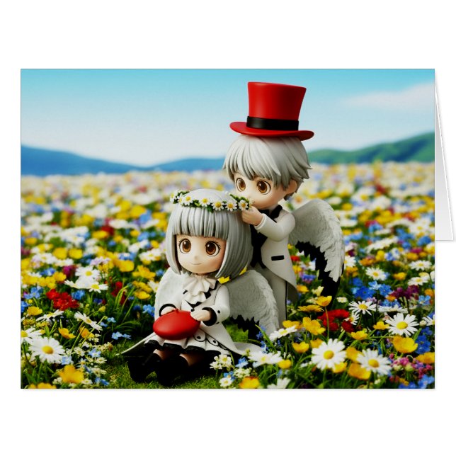 CARTÃO 丹頂カップル仲良しカード (Frente horizontal)