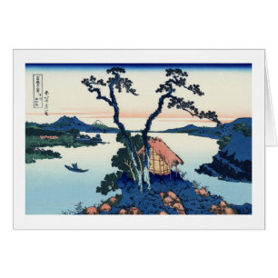 Cartão 信州諏訪湖, opinião Monte Fuji do 北斎 do 