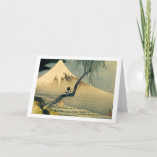 Cartão 富士と少年, 北斎 Monte Fuji e menino, Hokusai, Ukiyo-e