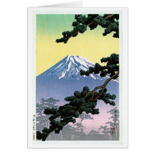 Cartão 富士山, Monte Fuji, Hasui Kawase, Woodcut
