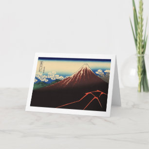 Cartão 山 下 雨, 北 斎 Thunder e Monte Fuji, Hokusai, Ukiyo-e