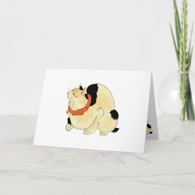 Cartão 日本猫, gato japonês do 国芳, Kuniyoshi, Ukiyo-e (Frente)