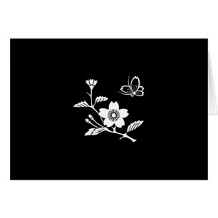 CARTÃO 枝 桜 に 中 飛 陰 び 蝶