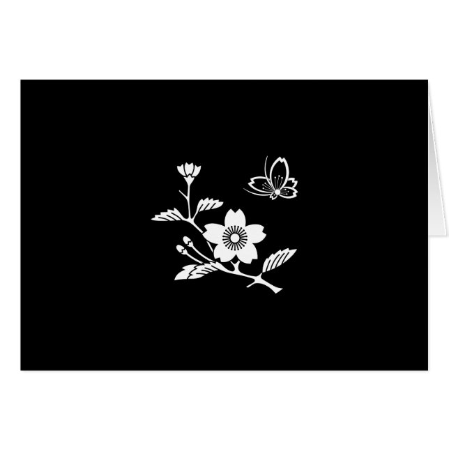 CARTÃO 枝 桜 に 中 飛 陰 び 蝶 (Frente Horizontal)