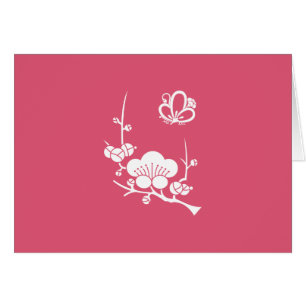 CARTÃO 枝 梅 に 中 陰 梅 蝶