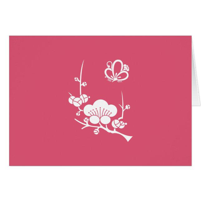 CARTÃO 枝 梅 に 中 陰 梅 蝶 (Frente Horizontal)