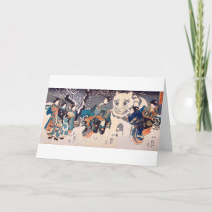 Cartão 猫 の 雪 だ ま 国 Grande Gato Snowman, Kuniy