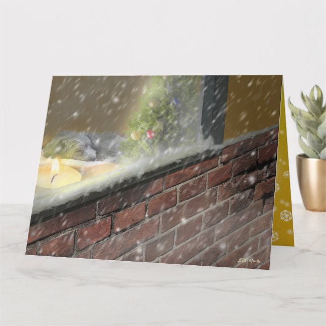 CARTÃO 窓辺のキャンドル・眠る犬 (2)　クリスマスカード (Planta pequena)