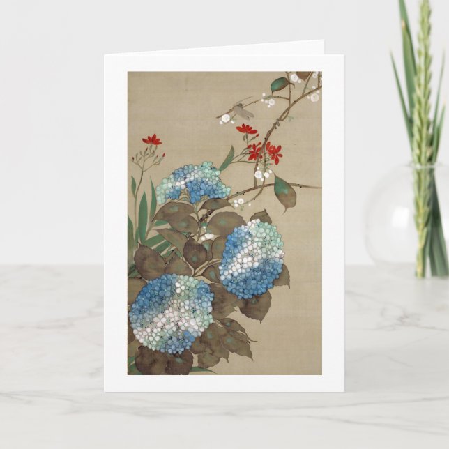 Cartão 紫陽花, Hydrangea do 抱一, Hōitsu (Frente)