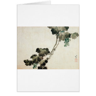 Cartão 葡萄, uva do 北斎, Hokusai
