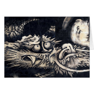 Cartão 雲 龍 図, 曾 蕭 白 Dragão com Nuvem, Sumi-e