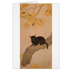 Cartão 黒猫, gato preto do 春草, Shunsō