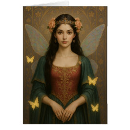 Cartão 001_A fairy princess in teal green and crimson.