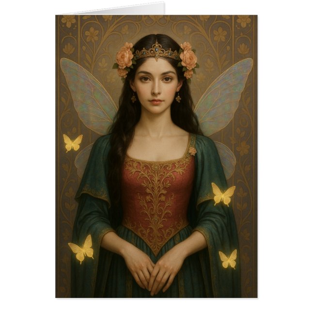 Cartão 001_A fairy princess in teal green and crimson. (Frente)