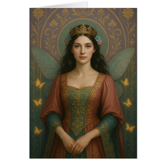 Cartão 004_A fairy princess in muted rose and teal green. (Frente)