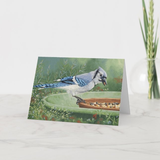 Cartão 0481 Blue Jay at Feeder Sympathy Card (Frente)