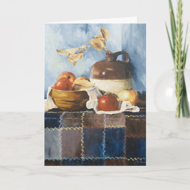 Cartão 0541 Apple Crockery Still Life Birthday Card (Frente)