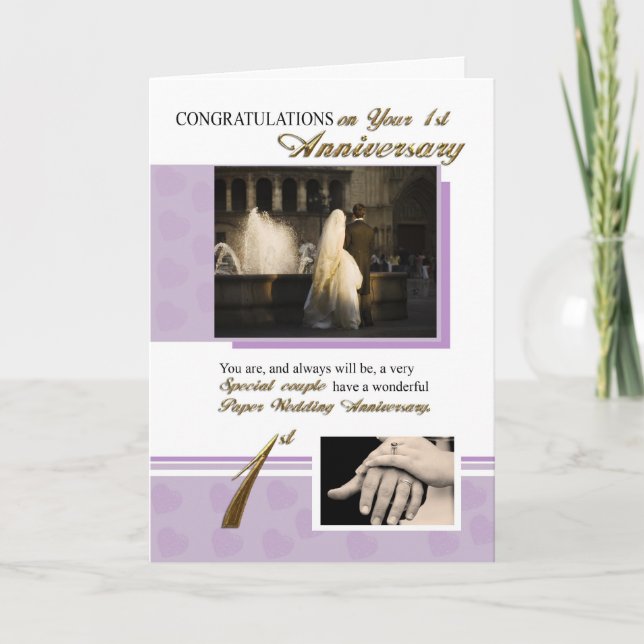 Cartão 1ª Bodas de Papel de Casamento (Frente)