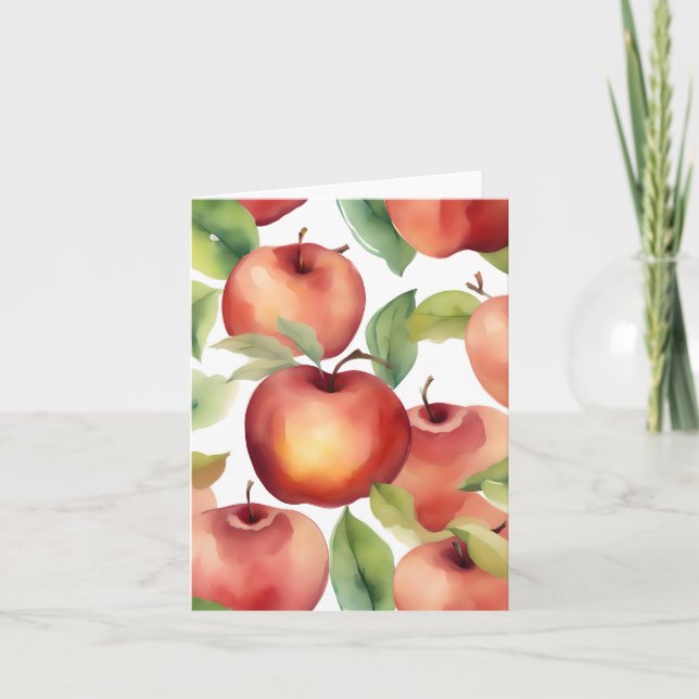 Cartão 1º de janeiro Maçã dando dia F (Frente)