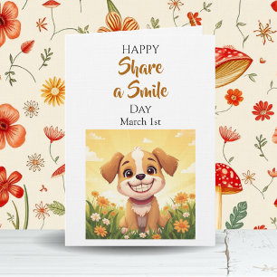 Cartão 1º de março é o Dia de Compartilhar um Sorriso!