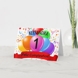 Cartão 1º Feliz Cumpleaños Aniversário Espanhol