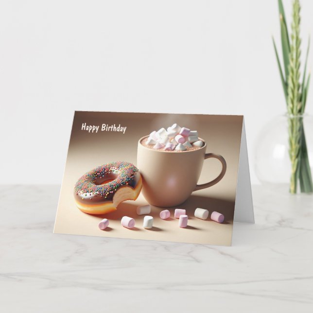 Cartão 10º Aniversário Cacau quente e Rosquinha (Frente)