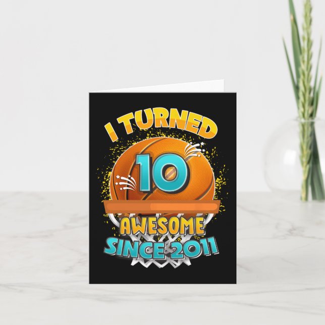 Cartão 10º Aniversário de Basquete Eu Tornei-me Um Gif De (Frente)