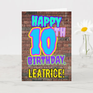 Cartão 10º aniversário - Grafite urbano inspirado, divert