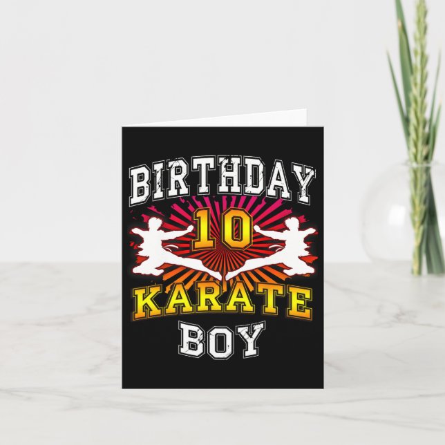 Cartão 10º Aniversário - Karate, 10 anos de idade (Frente)