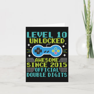 Cartão 10º aniversário Meninos nível 10 desbloqueados inc