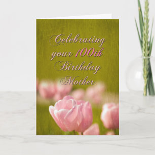 Cartão 100ª Mãe de aniversário, Tulipas Rosa Primavera