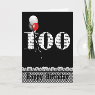 Cartão 100º Aniversário com buquê de balão a preto