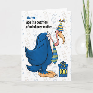 Cartão 100º Aniversário Engraçado Buzzard Azul numa Grava