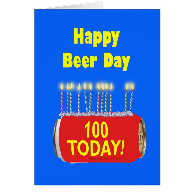 Cartão 100º aniversário feliz do dia da cerveja (Frente)