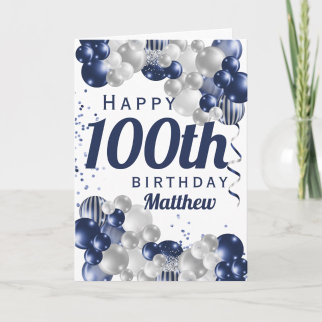 Cartão 100º Balões de Marinho de Aniversário (Frente)