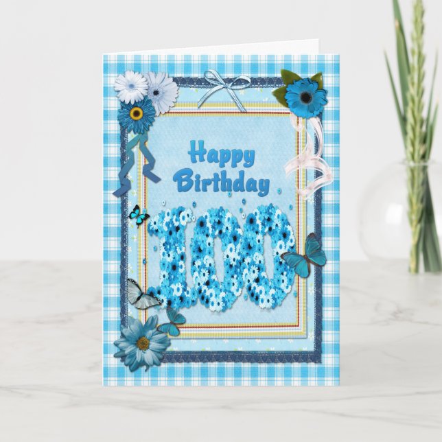 Cartão 100.º Aniversário com efeito de livro genealógico (Frente)