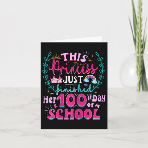 Cartão 100. º Dia da Escola Princesa Crianças Fofas Engra