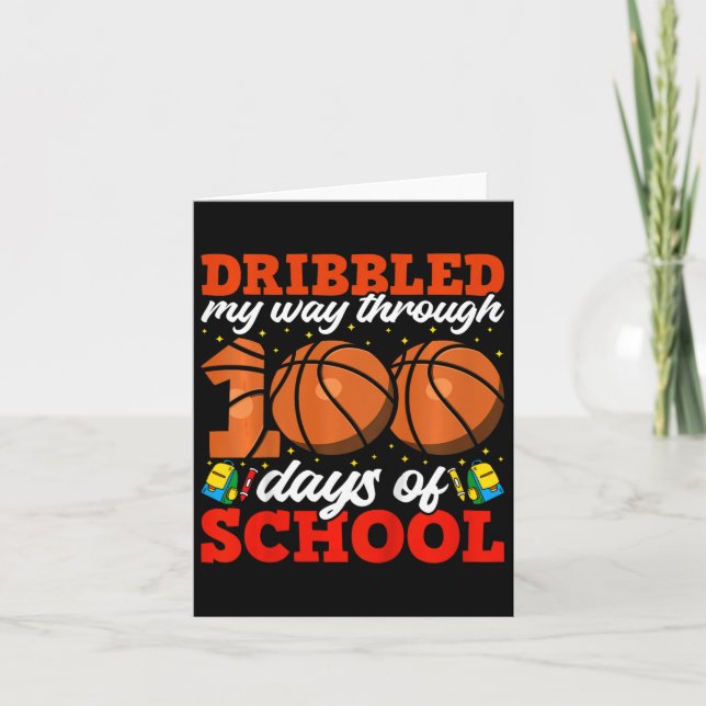 Cartão 100.º Dia De Meninos Escolares Que Basquete 100 Di (Frente)