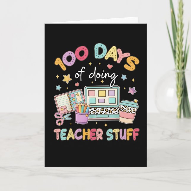 Cartão 100 Days of Doing Teacher Stuff Cute Pastel School (Frente)