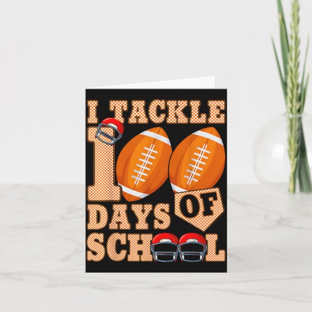 Cartão 100 Days Of School Boys 100th Day Of School Footba (Frente)