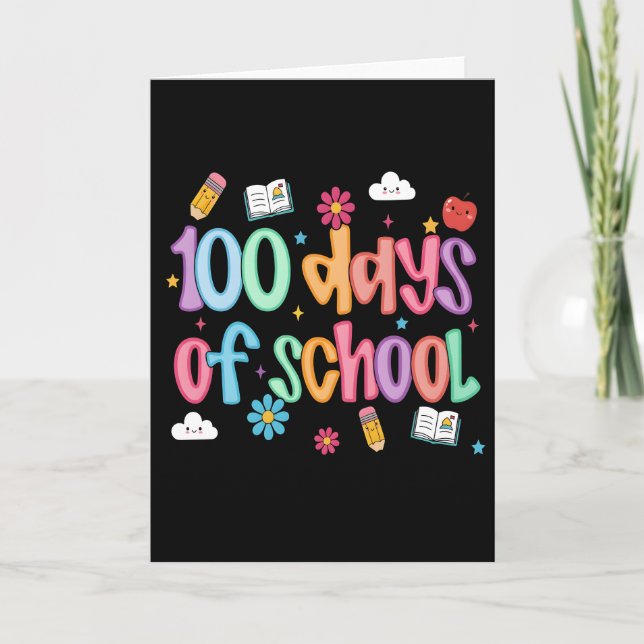 Cartão 100 Days of School Cute Colorful Classroom (Frente)