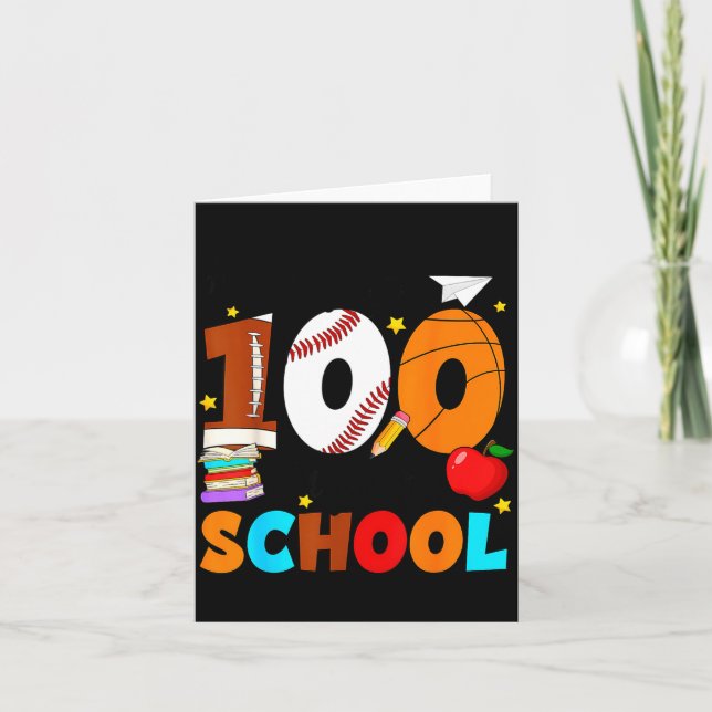 Cartão 100 Days Of School For Teacher Kids Boys Girls 100 (Frente)