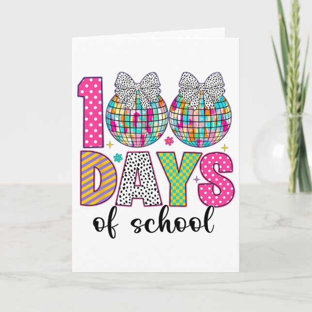 Cartão 100 Days Of School Girls Kids 100 Days Smarter 100 (Frente)
