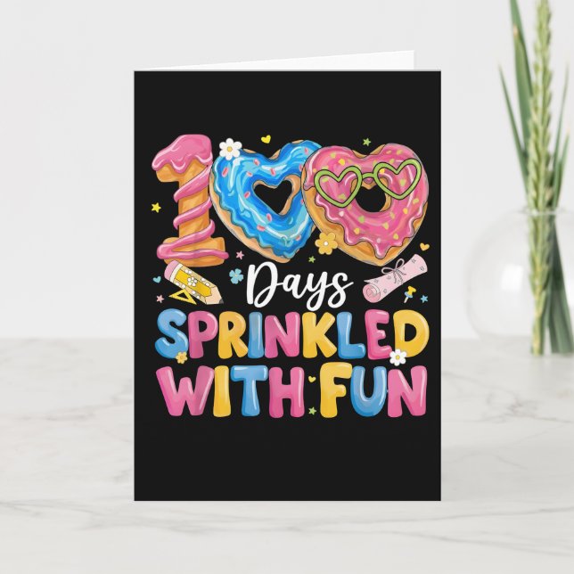 Cartão 100 Days Sprinkled With Fun Cute Donut (Frente)