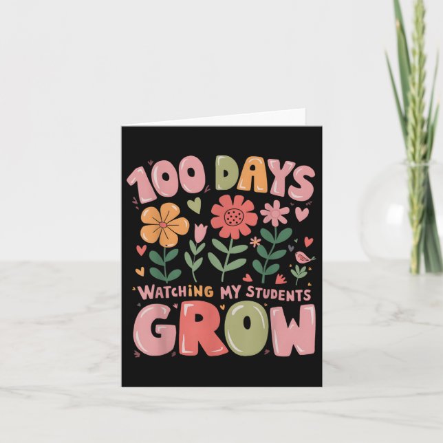 Cartão 100 dias cultivando flores retrorreflectoras Profe (Frente)