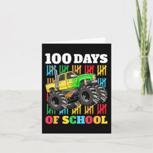 Cartão 100 dias de caminhonete de monstro escolar 100º di