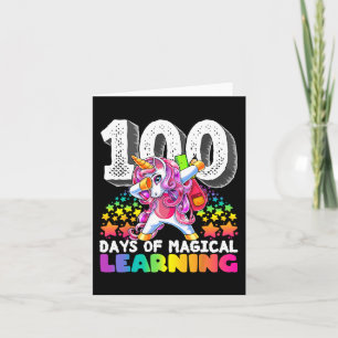 Cartão 100 dias de dom de unicórnio mágico aprendendo a a