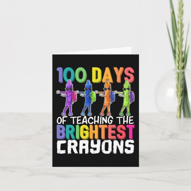 Cartão 100 dias de Ensino dos Mais Brilhantes Crayons Flo (Frente)