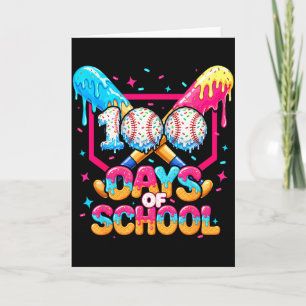 Cartão 100 Dias De Escola Sorvete Jogador De Beisebol Par