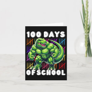 Cartão 100 Dias De Meninos Da Escola T-Rex Lover 100 Dias